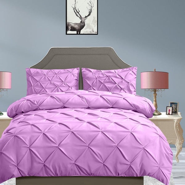 DreamZ Diamond Pintuck Duvet Cover and Pillow Case Set in UQ Size in Plum Colour Deals499