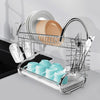 2 Layer Dish Drainer Cutlery Holder Rack Drip Storage Stainless Steel Dish Rack Deals499