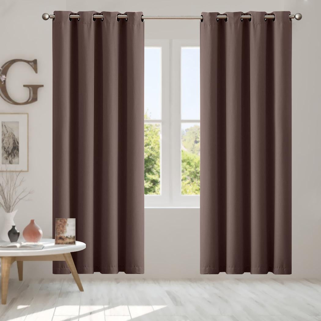 2x Blockout Curtains Panels 3 Layers Eyelet Room Darkening 140x230cm Taupe Deals499