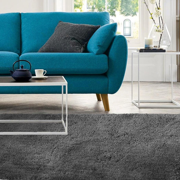 Soft Anti Slip Rectangle Plush Shaggy Floor Rug Carpet in Charcoal 160x225cm Deals499