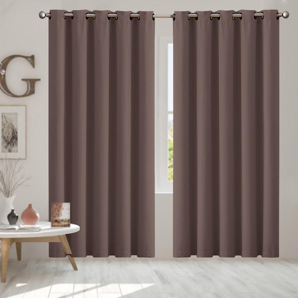 2x Blockout Curtains Panels 3 Layers Eyelet Room Darkening 180x230cm Taupe Deals499