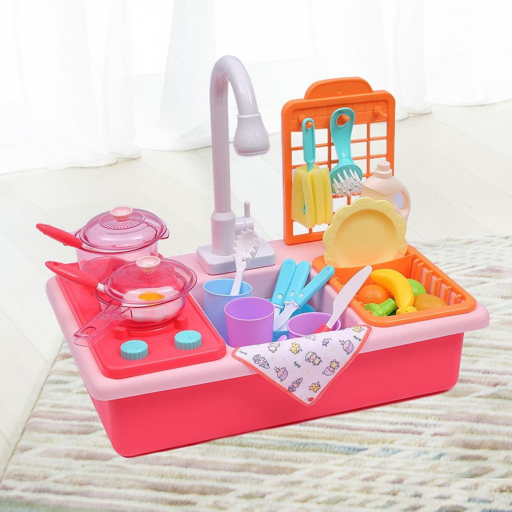 35x Kids Kitchen Play Set Dishwasher Sink Dishes Toys Cookware Pretend Play Pink Deals499