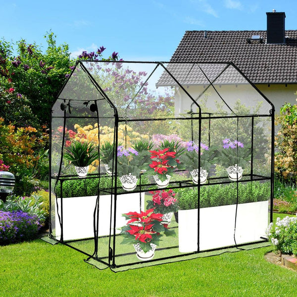 2 Tier Walk In Greenhouse Garden Shed PVC Cover Film Tunnel Green House Plant Deals499