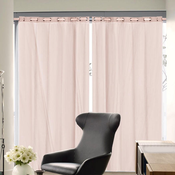 2x Blockout Curtains Panels 3 Layers with Gauze Room Darkening 240x230cm Rose Deals499