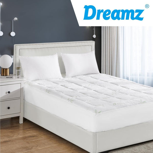 Dreamz Bamboo Pillowtop Mattress Topper Protector Waterproof Cool Cover Double Deals499