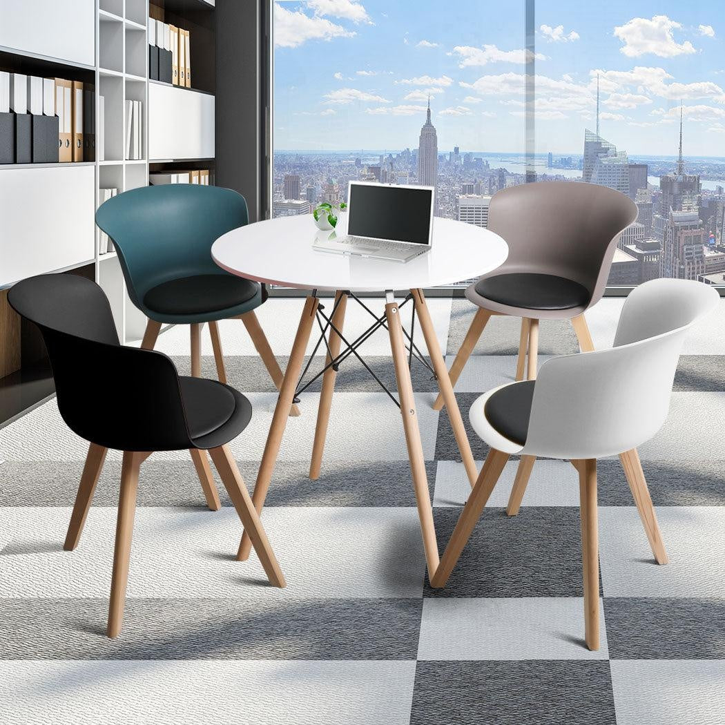 Office Meeting Table Chair Set 4 PU Leather Seat Dining Tables Chair Round Desk Type 4 Deals499