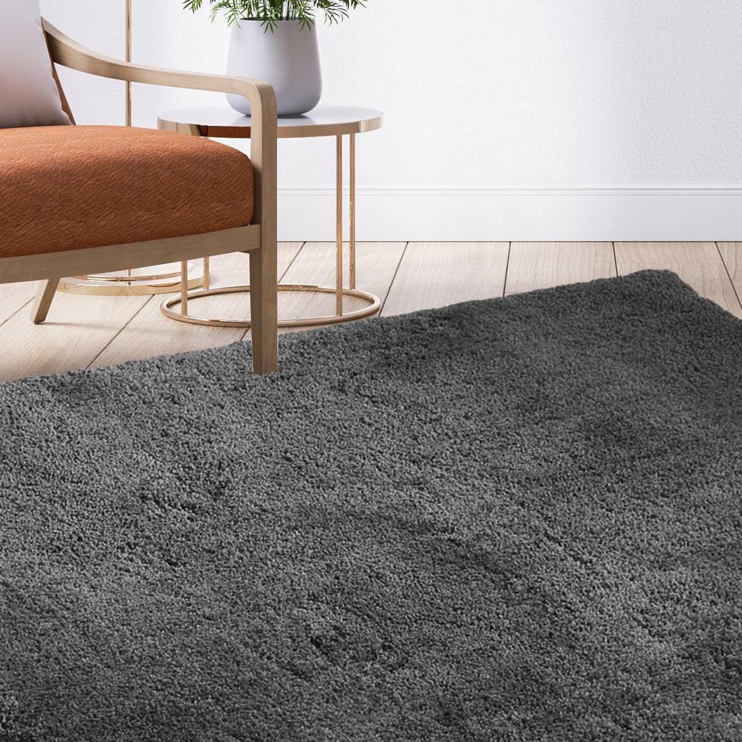 Soft Anti Slip Rectangle Plush Shaggy Floor Rug Carpet in Charcoal 200x300cm Deals499