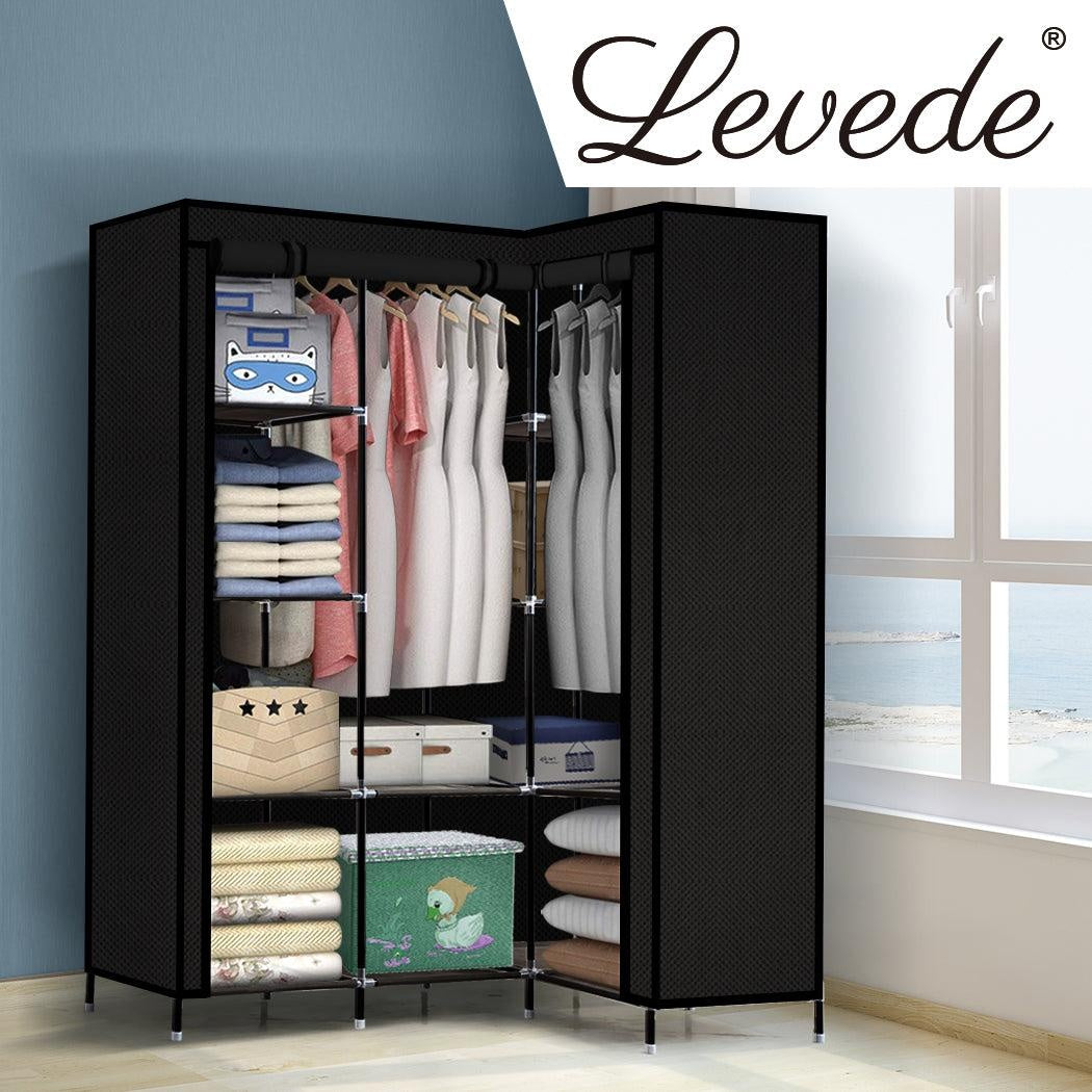 Levede Portable Clothes Closet Wardrobe Space Saver Storage Cabinet Black Deals499