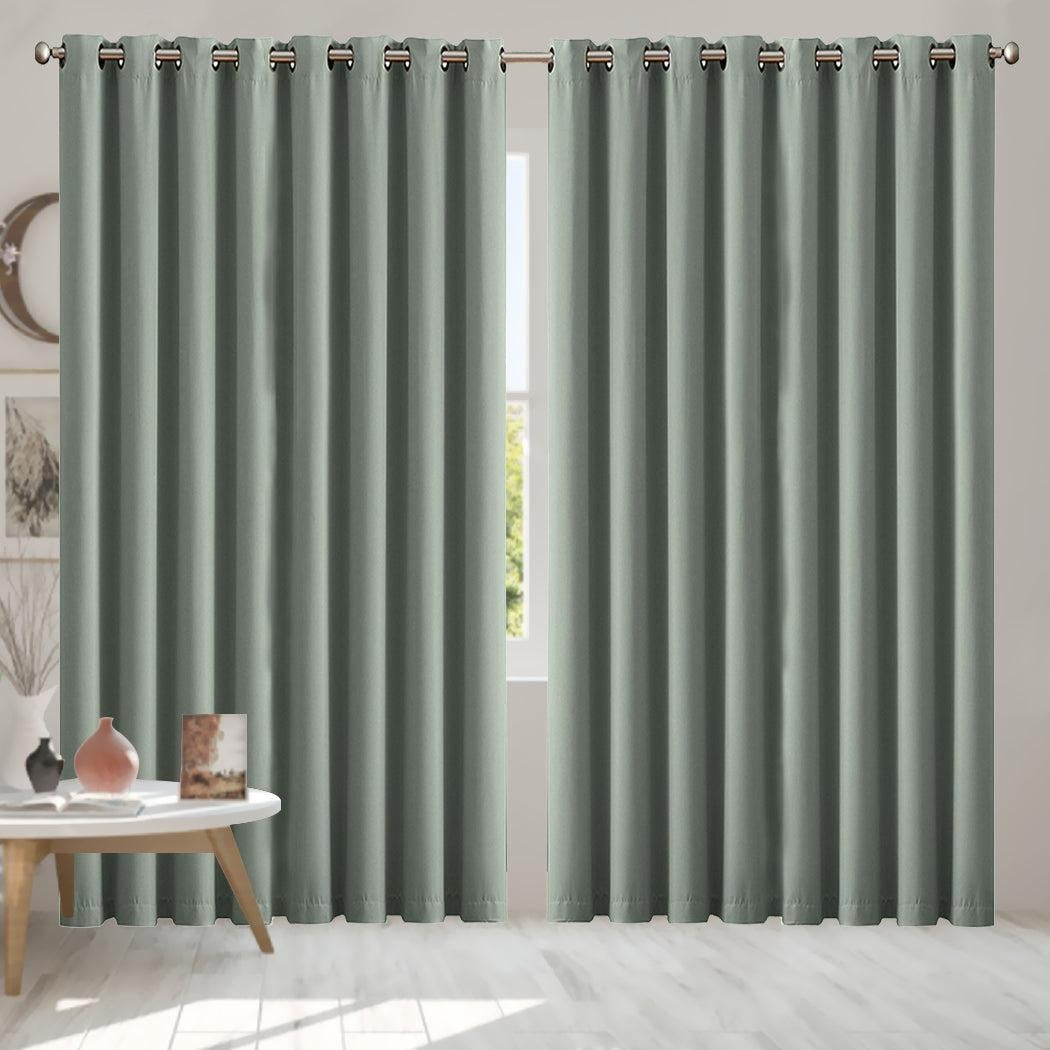 2x Blockout Curtains Panels 3 Layers Eyelet Room Darkening 300x230cm Grey Deals499