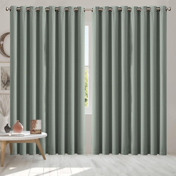 2x Blockout Curtains Panels 3 Layers Eyelet Room Darkening 300x230cm Grey Deals499