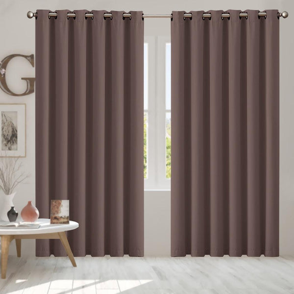 2x Blockout Curtains Panels 3 Layers Eyelet Room Darkening 240x230cm Taupe Deals499