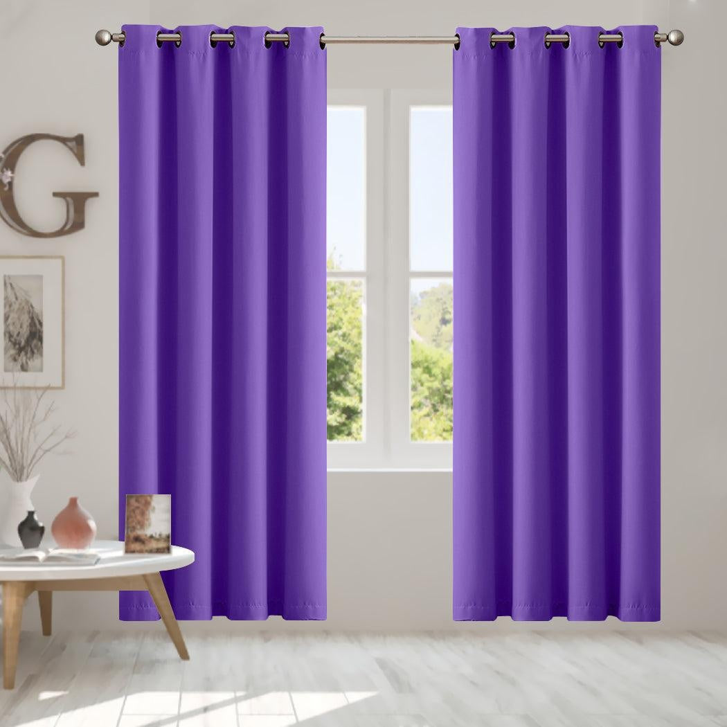 2x Blockout Curtains Panels 3 Layers Eyelet Room Darkening 140x230cm Purple Deals499