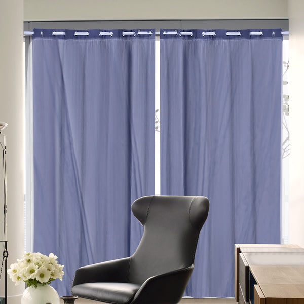 2x Blockout Curtains Panels 3 Layers with Gauze Room Darkening 240x213cm Navy Deals499