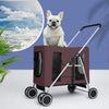 Pet Stroller Dog Cat Puppy Pram Travel Carrier 4 Wheels Pushchair Foldable Brown Deals499