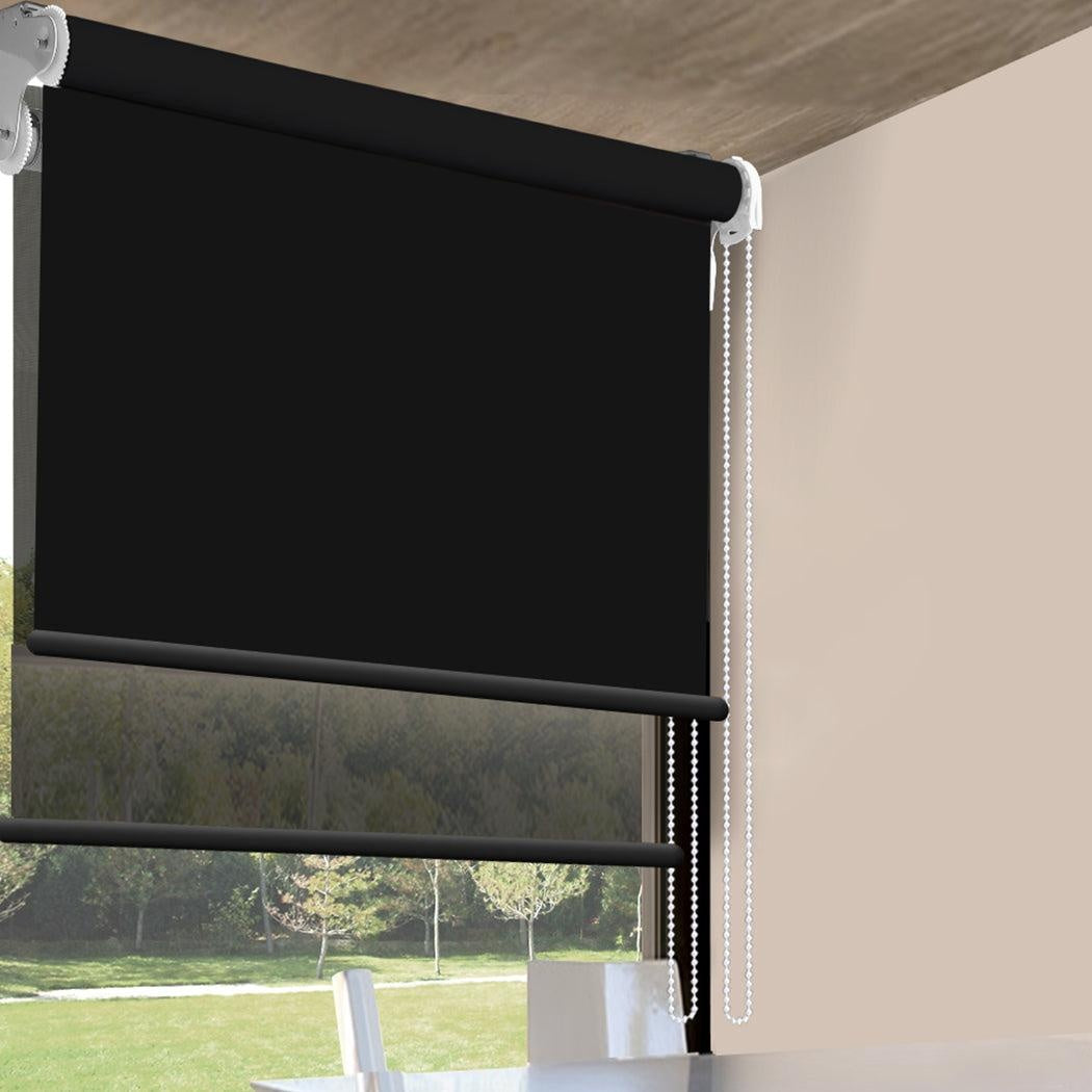 Modern Day/Night Double Roller Blinds Commercial Quality 210x210cm Black Black Deals499