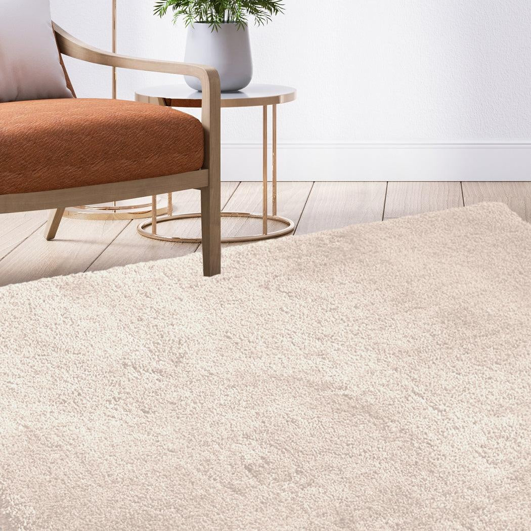 Ultra Soft Anti Slip Rectangle Plush Shaggy Floor Rug Carpet 120x170cm Beige Deals499