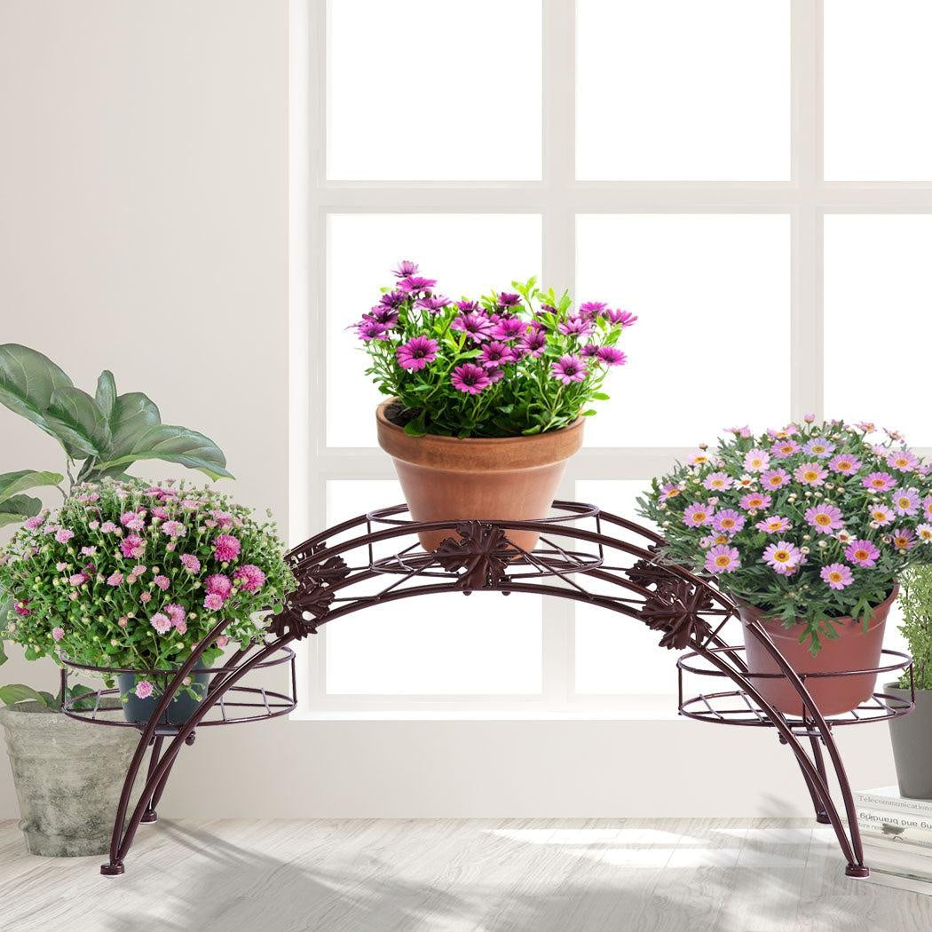 2X Plant Stand Outdoor Indoor Metal Bronze Flower Pot Shelf Garden Corner Shelve Deals499