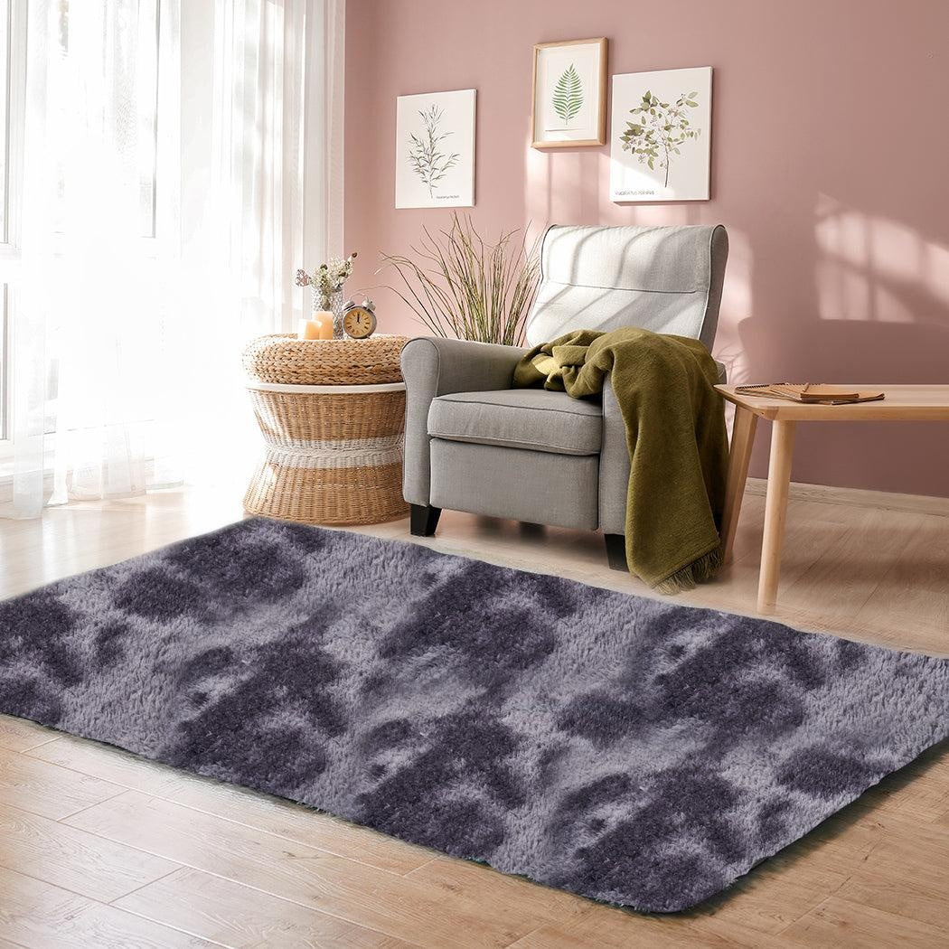 Floor Rug Shaggy Rugs Soft Large Carpet Area Tie-dyed Midnight City 80x120cm Deals499