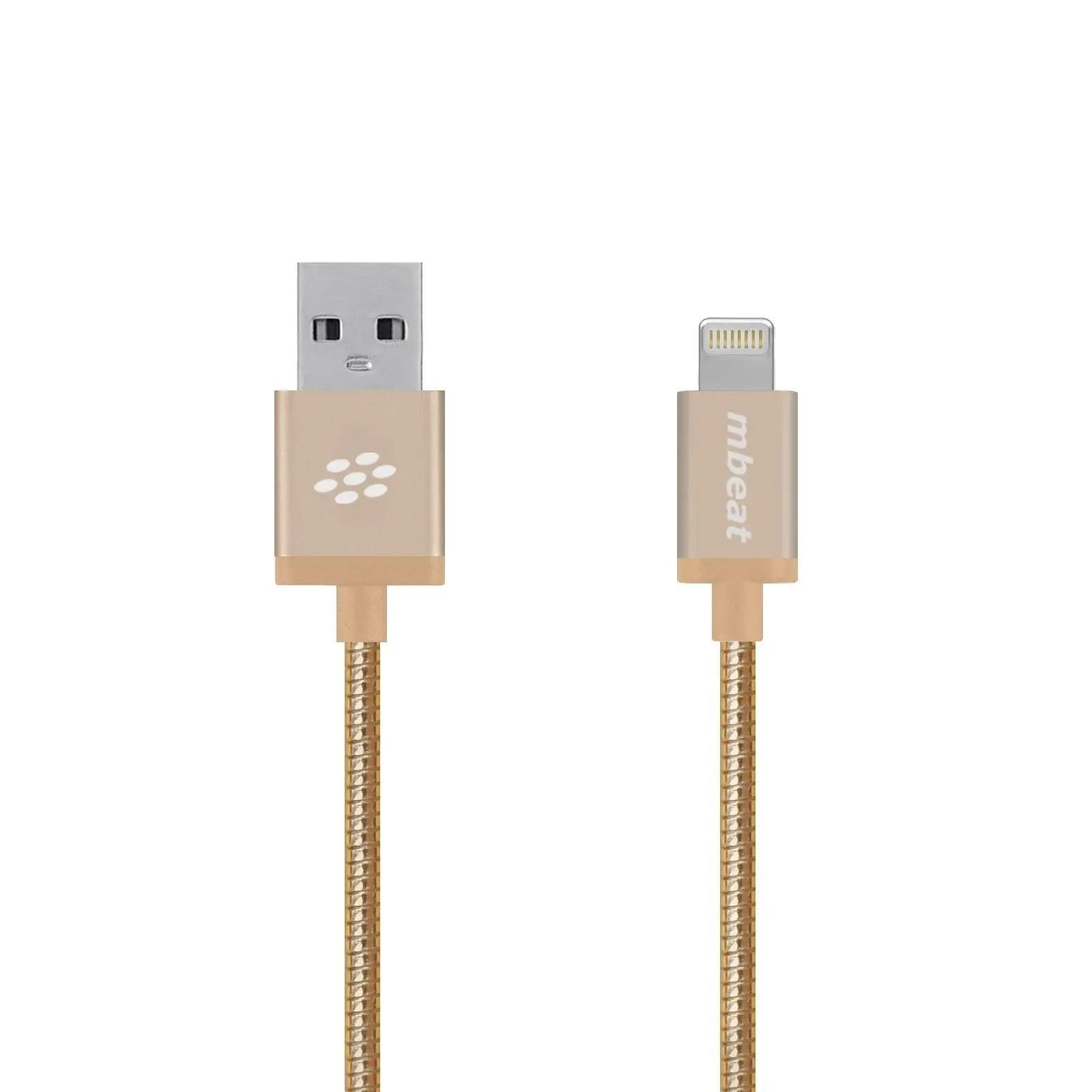 mbeatÂ® 'Toughlink'1.2m Lightning Fast Charger Cable - Gold/Durable Metal Braided/MFI/Apple iPhone X 11 7S 7 8 Plus XR 6S 6 5 5S iPod iPad Mini Air MBEAT