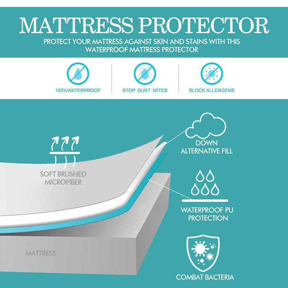 DreamZ Fitted Waterproof Bed Mattress Protectors Covers King Single Deals499