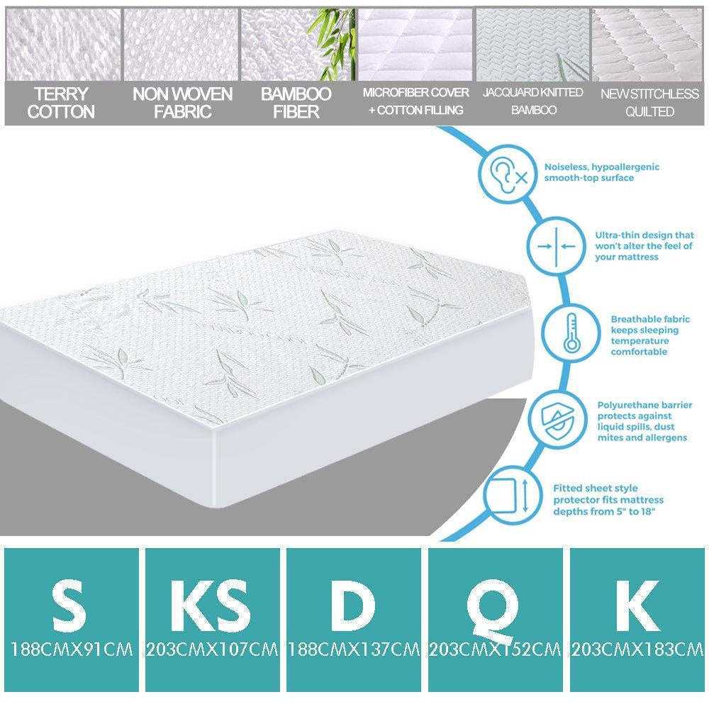 DreamZ Fitted Waterproof Bed Mattress Protectors Covers King Single Deals499