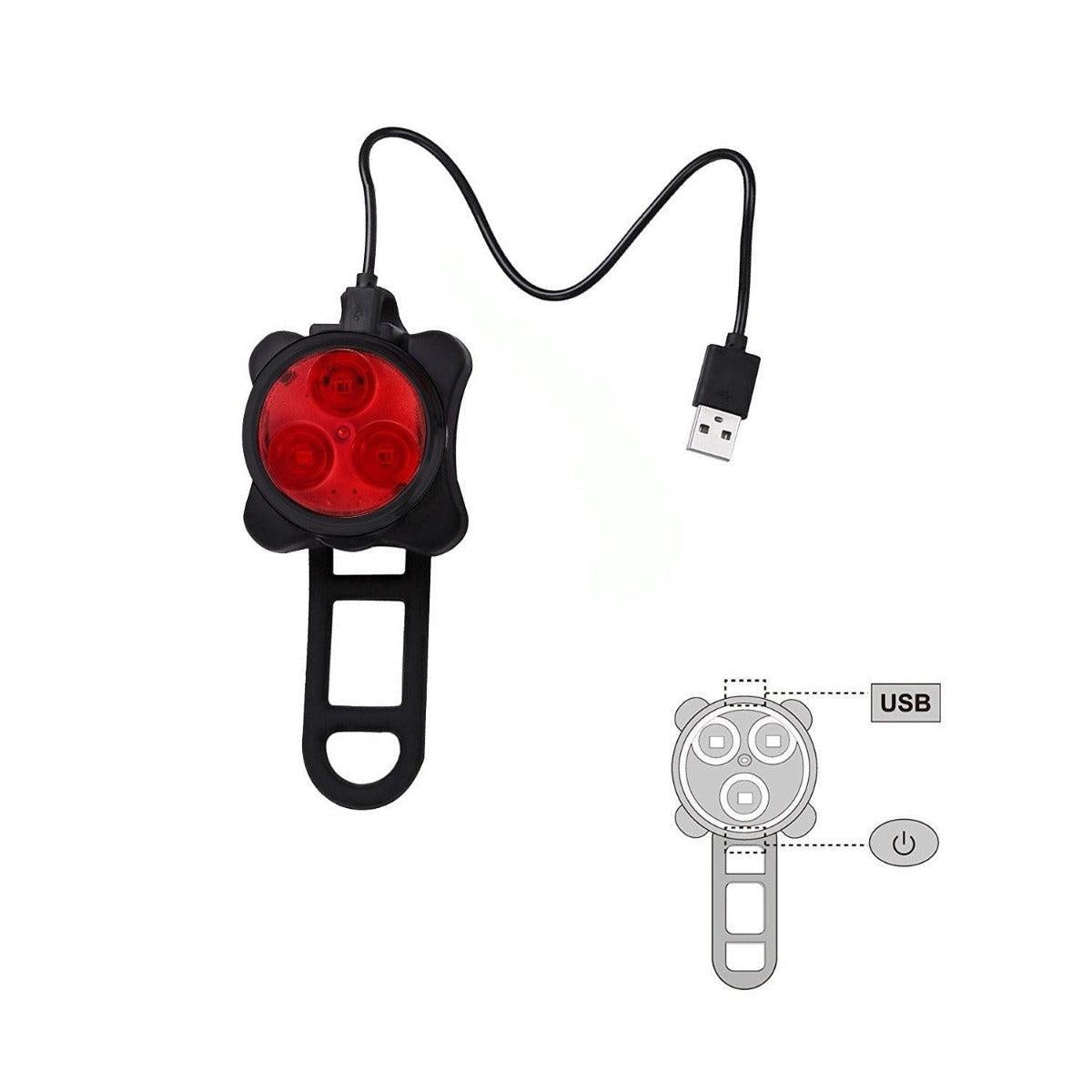 Waterproof Bicycle Bike Lights Front Rear Tail Light Lamp USB Rechargeable IPX4 Deals499