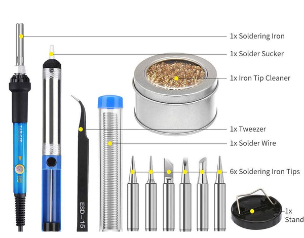 Soldering Iron Kit Electric Solder Kits Tool Wood Burning Welding Station Tips Deals499